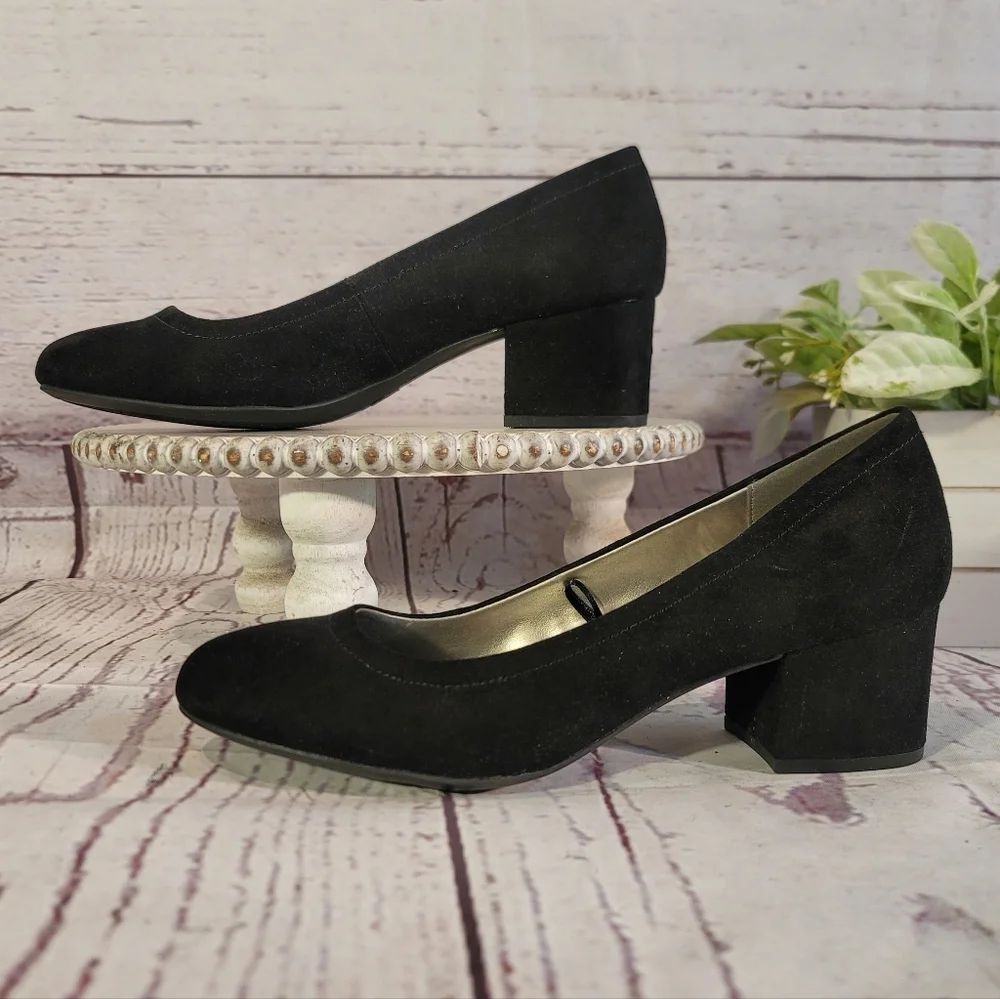 NWOT Worthinton LANA Black Women's Block Heel Pump Shoes Size 8.5